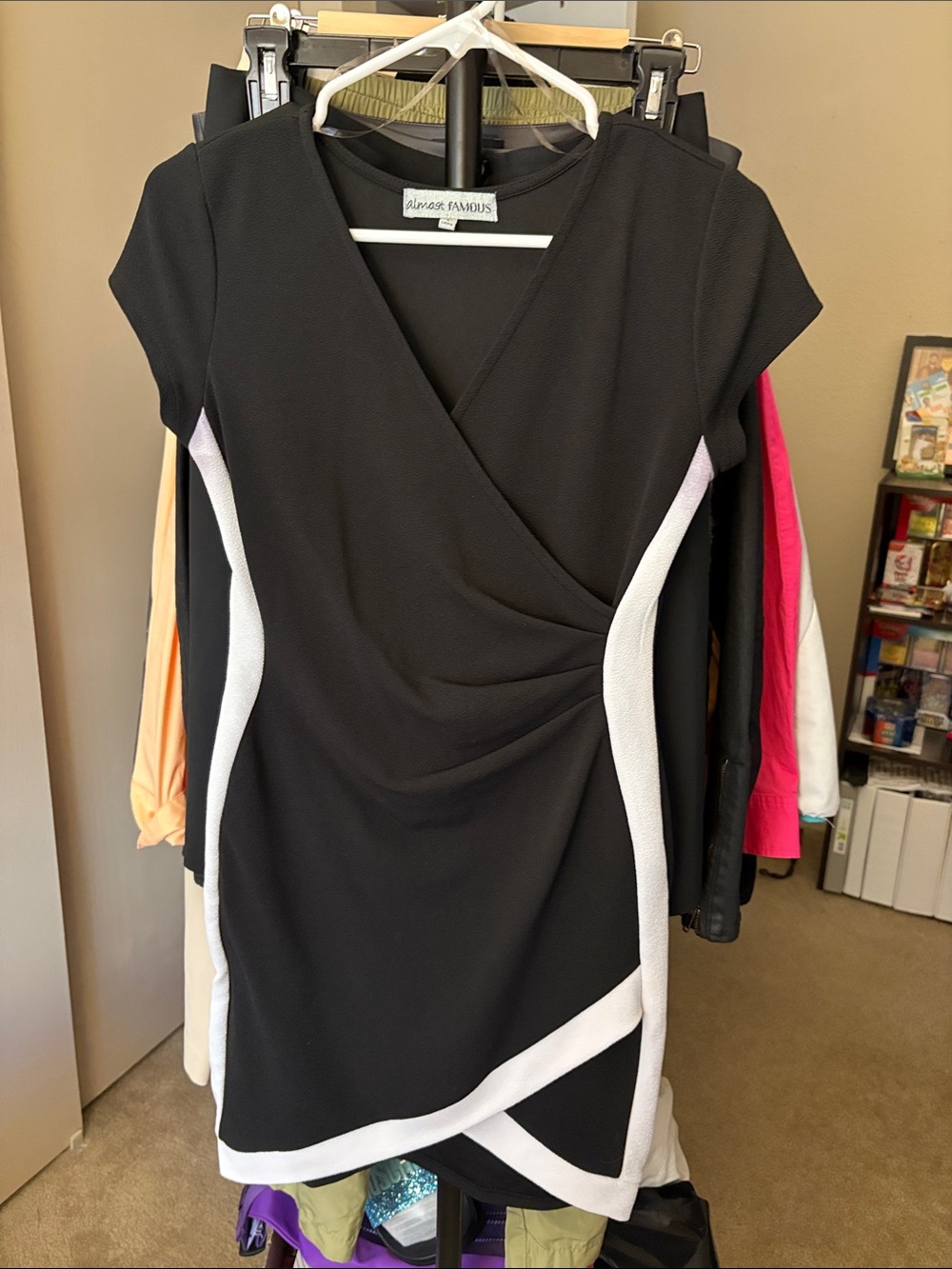 Almost Famous Black Dress with White Contrast Panels